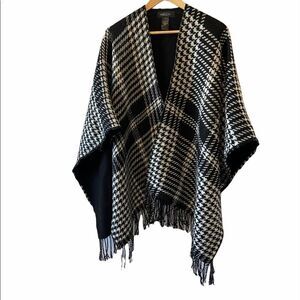 MICHEL STUDIO Black&White Plaid Soft Fringe Shall